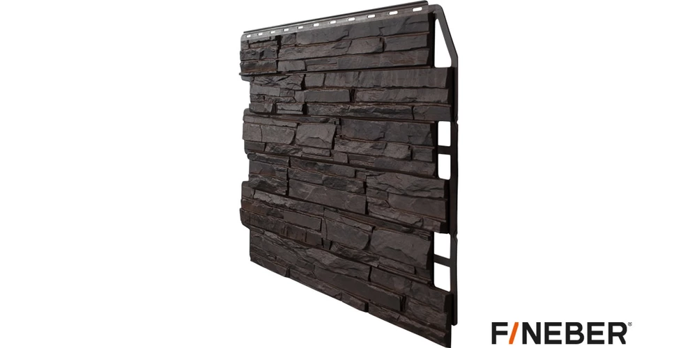 Фасадная панель Fineber, Скол, 3D-Facture Тёмно-коричневый - купить в Москве