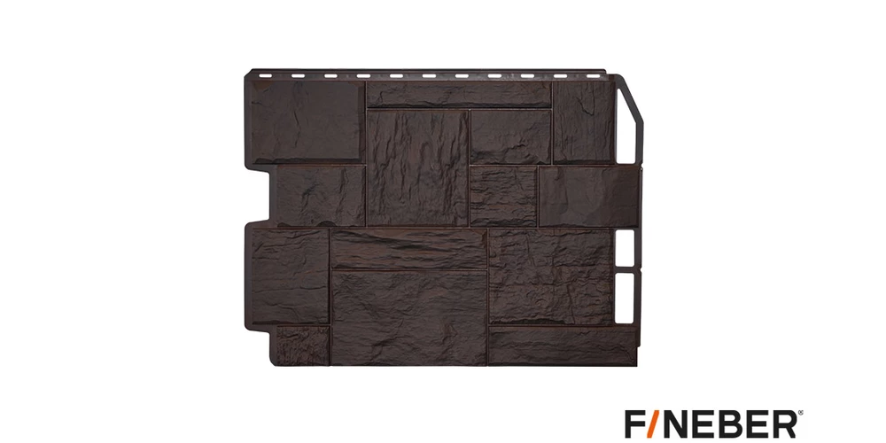 Фасадная панель Fineber, Туф, 3D-Facture Тёмно-коричневый - купить в Москве